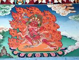 
Pokhara Karma Dubgyu Chokhorling Monastery - Red Hayagriva Painting In The Main Prayer Hall
